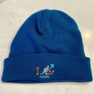 Kangol blue beanie with embroidery